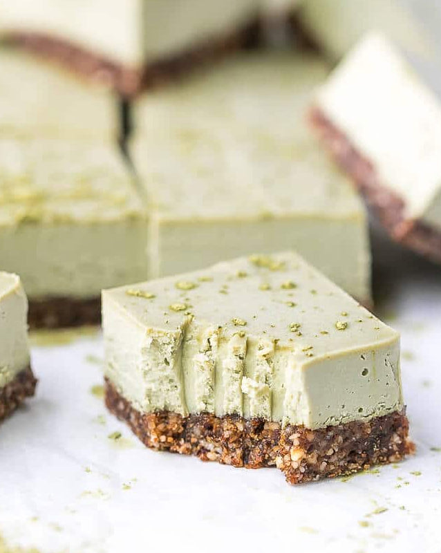 Vegan Matcha Cheesecake Bars