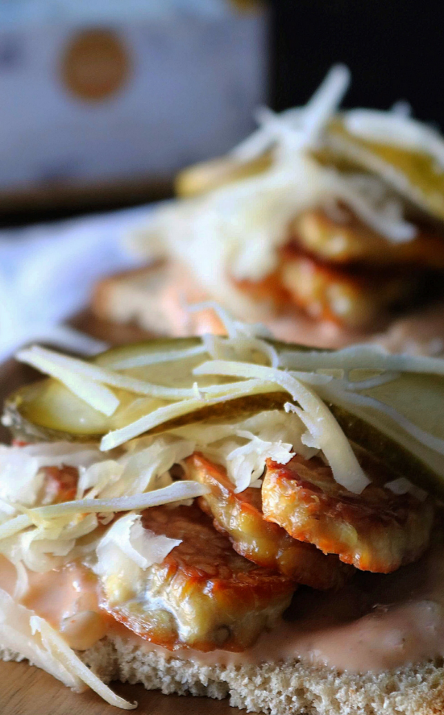 Open Faced Tempeh Reuben Sandwich