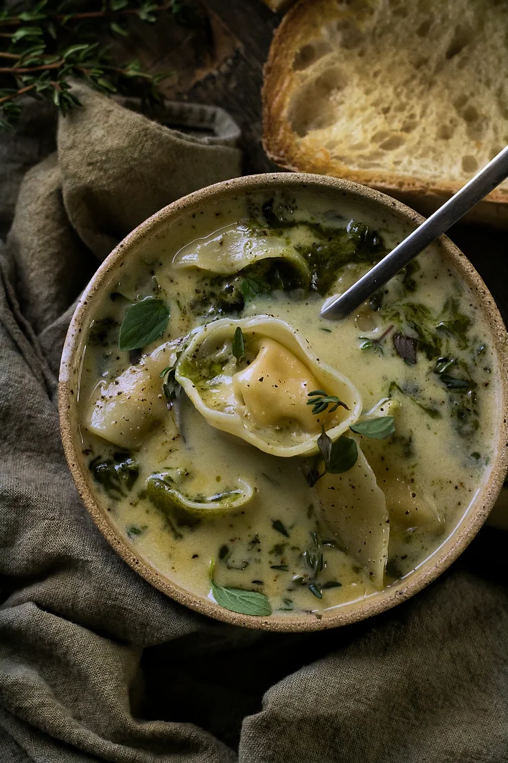 Sage Pesto Tortellini Soup