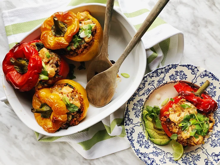 Cheesy Plant-Based Stuffed Peppers